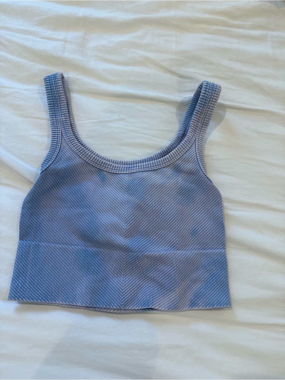 Light Blue Ribbed Seamless Bandeau Top